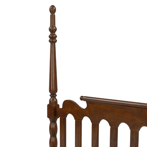 English Elm Queen Platform Bed Spindle Headboard with Trundle and Two Under Storage Drawers Walnut N820S00092D