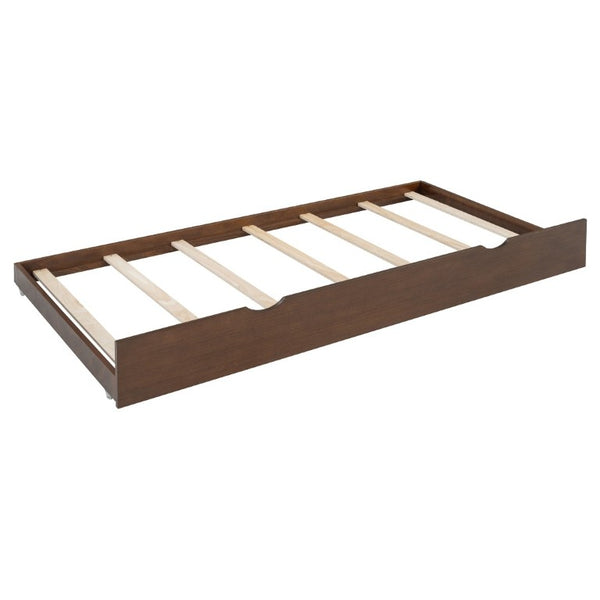 English Elm Queen Platform Bed Spindle Headboard with Trundle and Two Under Storage Drawers Walnut N820S00092D