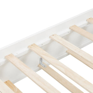 English Elm Queen Platform Bed Spindle Headboard with Trundle and Two Under Storage Drawers White N820S00092K