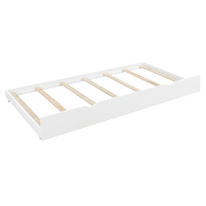 English Elm Queen Platform Bed Spindle Headboard with Trundle and Two Under Storage Drawers White N820S00092K