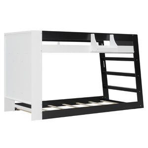 English Elm Queen Murphy Wall Bed with Hydraulic Lift Desk and Built-In Cabinet Storage White+Black 93.1 L x 40.5 W x 54.9 H N820S00095B