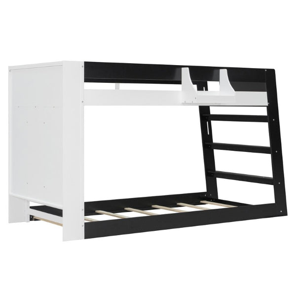 English Elm Queen Murphy Wall Bed with Hydraulic Lift Desk and Built-In Cabinet Storage White+Black 93.1 L x 40.5 W x 54.9 H N820S00095B