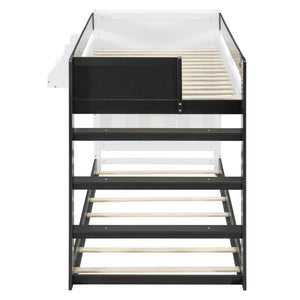 English Elm Queen Murphy Wall Bed with Hydraulic Lift Desk and Built-In Cabinet Storage White+Black 93.1 L x 40.5 W x 54.9 H N820S00095B