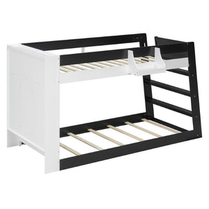 English Elm Queen Murphy Wall Bed with Hydraulic Lift Desk and Built-In Cabinet Storage White+Black 93.1 L x 40.5 W x 54.9 H N820S00095B