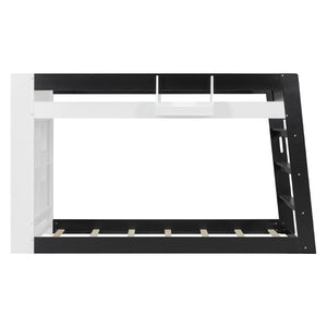 English Elm Queen Murphy Wall Bed with Hydraulic Lift Desk and Built-In Cabinet Storage White+Black 93.1 L x 40.5 W x 54.9 H N820S00095B
