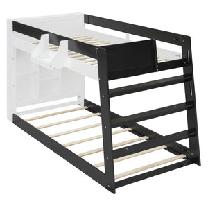 English Elm Queen Murphy Wall Bed with Hydraulic Lift Desk and Built-In Cabinet Storage White+Black 93.1 L x 40.5 W x 54.9 H N820S00095B