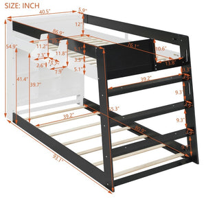 English Elm Queen Murphy Wall Bed with Hydraulic Lift Desk and Built-In Cabinet Storage White+Black 93.1 L x 40.5 W x 54.9 H N820S00095B