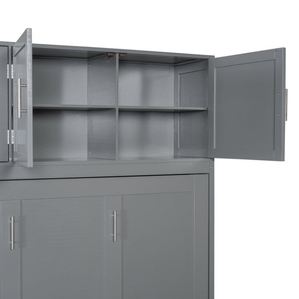 English Elm Queen Murphy Wall Bed with Hydraulic Lift Desk and Built-In Cabinet Storage Gray 109.6 L x 67.9 W x 90.5 H N820S10034E-2