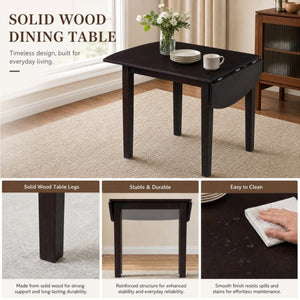 English Elm Extendable Drop Leaf Rubberwood Dining Table Space Saving Modern Small Kitchen Design Dark Brown N842P491824B