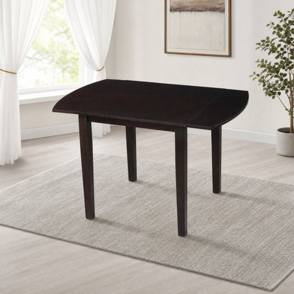 English Elm Extendable Drop Leaf Rubberwood Dining Table Space Saving Modern Small Kitchen Design Dark Brown N842P491824B