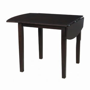 English Elm Extendable Drop Leaf Rubberwood Dining Table Space Saving Modern Small Kitchen Design Dark Brown N842P491824B