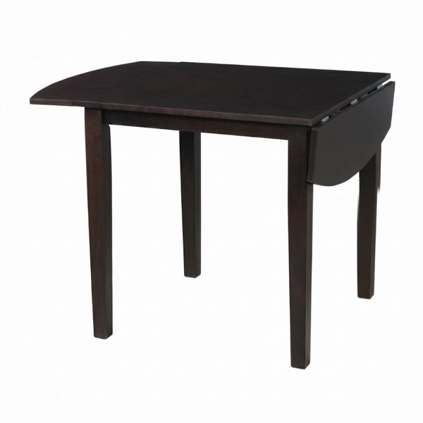 English Elm Extendable Drop Leaf Rubberwood Dining Table Space Saving Modern Small Kitchen Design Dark Brown N842P491824B
