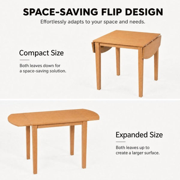 English Elm Extendable Drop Leaf Rubberwood Dining Table Space Saving Modern Small Kitchen Design Natural N842P491824N