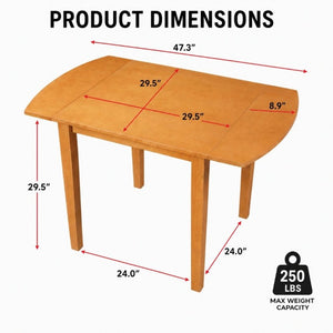 English Elm Extendable Drop Leaf Rubberwood Dining Table Space Saving Modern Small Kitchen Design Natural N842P491824N