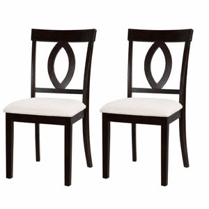 English Elm Wooden Rubberwood Dining Chairs Mid Century Upholstered Padded Seat Set for Kitchen Dark Brown N842P491825B