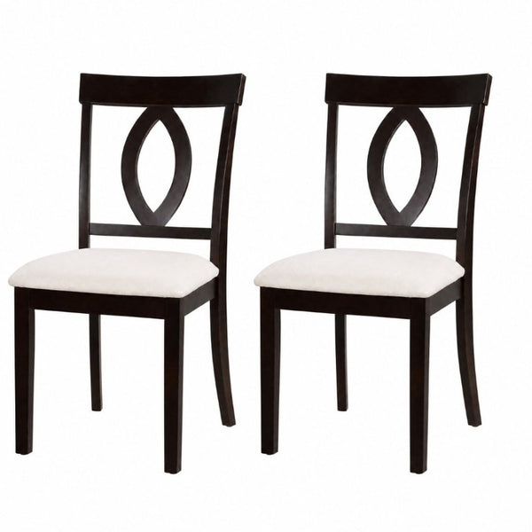 English Elm Wooden Rubberwood Dining Chairs Mid Century Upholstered Padded Seat Set for Kitchen Dark Brown N842P491825B