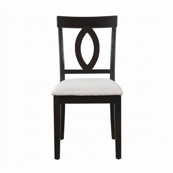 English Elm Wooden Rubberwood Dining Chairs Mid Century Upholstered Padded Seat Set for Kitchen Dark Brown N842P491825B