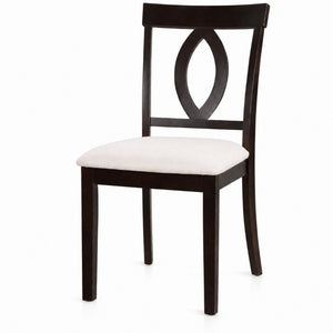 English Elm Wooden Rubberwood Dining Chairs Mid Century Upholstered Padded Seat Set for Kitchen Dark Brown N842P491825B