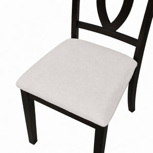 English Elm Wooden Rubberwood Dining Chairs Mid Century Upholstered Padded Seat Set for Kitchen Dark Brown N842P491825B