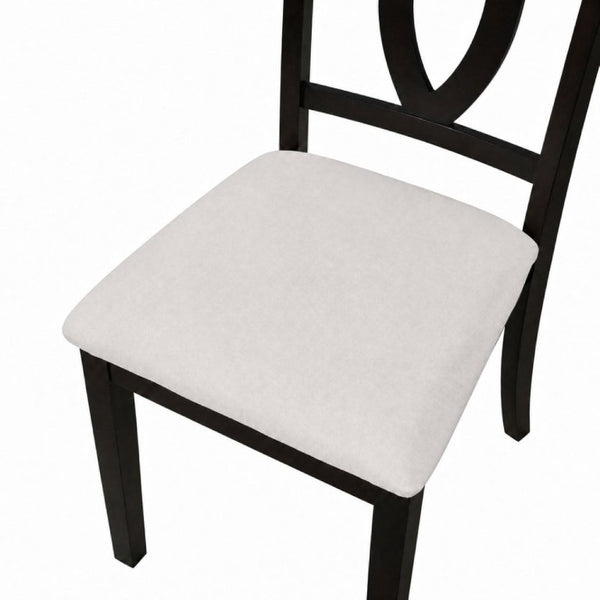 English Elm Wooden Rubberwood Dining Chairs Mid Century Upholstered Padded Seat Set for Kitchen Dark Brown N842P491825B