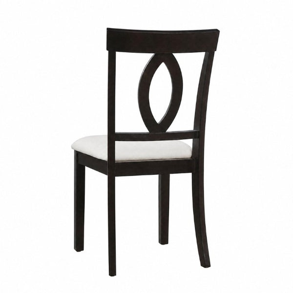 English Elm Wooden Rubberwood Dining Chairs Mid Century Upholstered Padded Seat Set for Kitchen Dark Brown N842P491825B