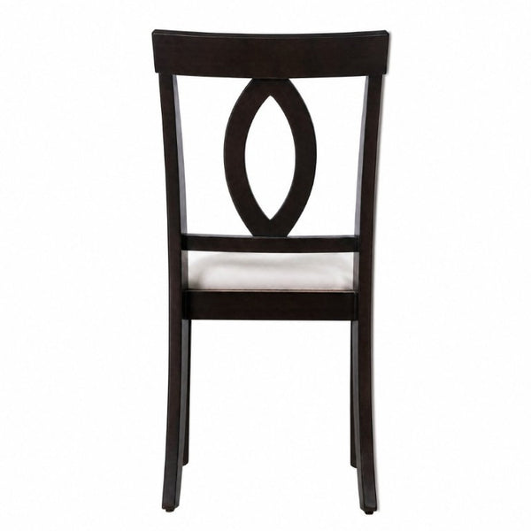 English Elm Wooden Rubberwood Dining Chairs Mid Century Upholstered Padded Seat Set for Kitchen Dark Brown N842P491825B