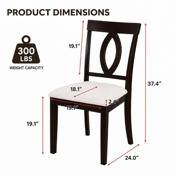 English Elm Wooden Rubberwood Dining Chairs Mid Century Upholstered Padded Seat Set for Kitchen Dark Brown N842P491825B