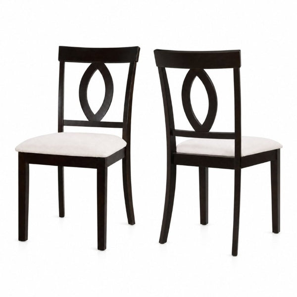 English Elm Wooden Rubberwood Dining Chairs Mid Century Upholstered Padded Seat Set for Kitchen Dark Brown N842P491825B
