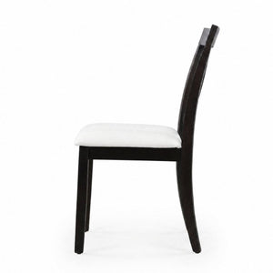 English Elm Wooden Rubberwood Dining Chairs Mid Century Upholstered Padded Seat Set for Kitchen Dark Brown N842P491825B