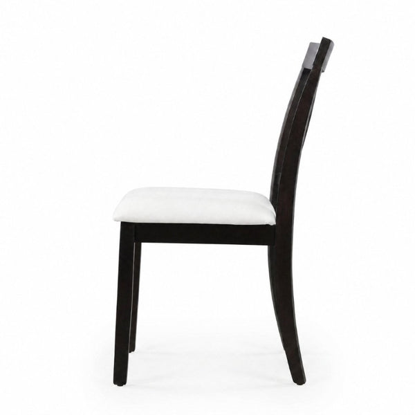 English Elm Wooden Rubberwood Dining Chairs Mid Century Upholstered Padded Seat Set for Kitchen Dark Brown N842P491825B
