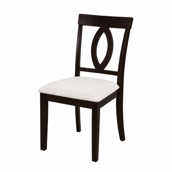 English Elm Wooden Rubberwood Dining Chairs Mid Century Upholstered Padded Seat Set for Kitchen Dark Brown N842P491825B