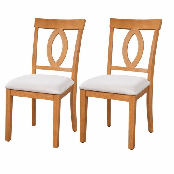English Elm Wooden Rubberwood Dining Chairs Mid Century Upholstered Padded Seat Set for Kitchen Natural N842P491825N