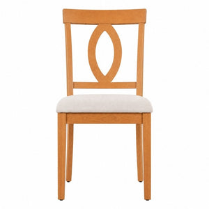 English Elm Wooden Rubberwood Dining Chairs Mid Century Upholstered Padded Seat Set for Kitchen Natural N842P491825N
