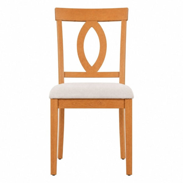 English Elm Wooden Rubberwood Dining Chairs Mid Century Upholstered Padded Seat Set for Kitchen Natural N842P491825N