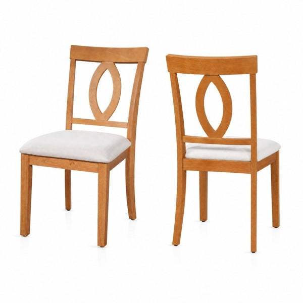 English Elm Wooden Rubberwood Dining Chairs Mid Century Upholstered Padded Seat Set for Kitchen Natural N842P491825N