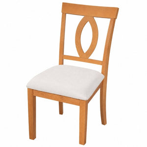 English Elm Wooden Rubberwood Dining Chairs Mid Century Upholstered Padded Seat Set for Kitchen Natural N842P491825N