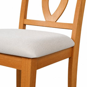 English Elm Wooden Rubberwood Dining Chairs Mid Century Upholstered Padded Seat Set for Kitchen Natural N842P491825N