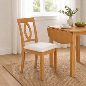 English Elm Wooden Rubberwood Dining Chairs Mid Century Upholstered Padded Seat Set for Kitchen Natural N842P491825N