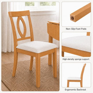 English Elm Wooden Rubberwood Dining Chairs Mid Century Upholstered Padded Seat Set for Kitchen Natural N842P491825N