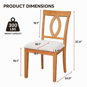 English Elm Wooden Rubberwood Dining Chairs Mid Century Upholstered Padded Seat Set for Kitchen Natural N842P491825N