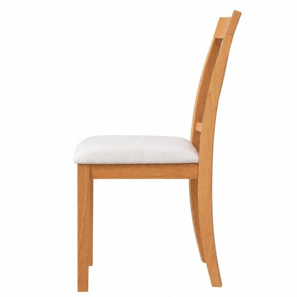 English Elm Wooden Rubberwood Dining Chairs Mid Century Upholstered Padded Seat Set for Kitchen Natural N842P491825N