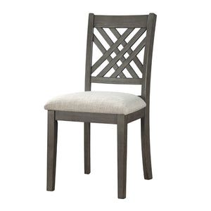English Elm Dining Set with Cross Back Chairs and Bench Rubberwood Legs Farmhouse Style Seats Six Dark Gray + Beige Cushion Set for 6 N842S000043G