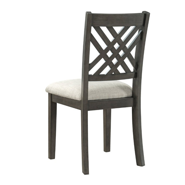 English Elm Dining Set with Cross Back Chairs and Bench Rubberwood Legs Farmhouse Style Seats Six Dark Gray + Beige Cushion Set for 6 N842S000043G