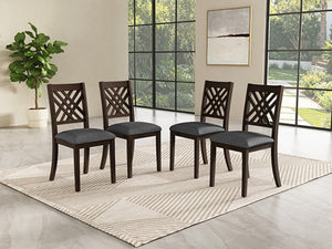 English Elm 4-Piece Cross Back Rubberwood Dining Chair Set with Foam Cushioned Linen Seats Farmhouse N842S000643W