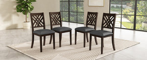 English Elm 4-Piece Cross Back Rubberwood Dining Chair Set with Foam Cushioned Linen Seats Farmhouse N842S000643W
