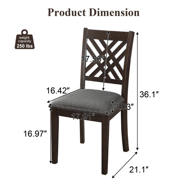 English Elm 4-Piece Cross Back Rubberwood Dining Chair Set with Foam Cushioned Linen Seats Farmhouse N842S000643W