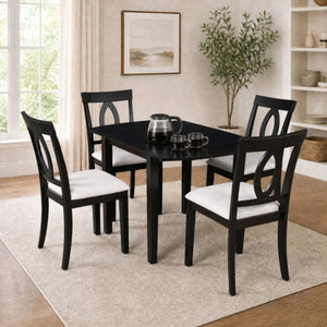 English Elm 3-Piece Rubberwood Drop Leaf Dining Set Extendable Table Upholstered Chairs for Apartments Dark Brown N842S000824B