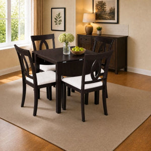 English Elm 3-Piece Rubberwood Drop Leaf Dining Set Extendable Table Upholstered Chairs for Apartments Dark Brown N842S000824B
