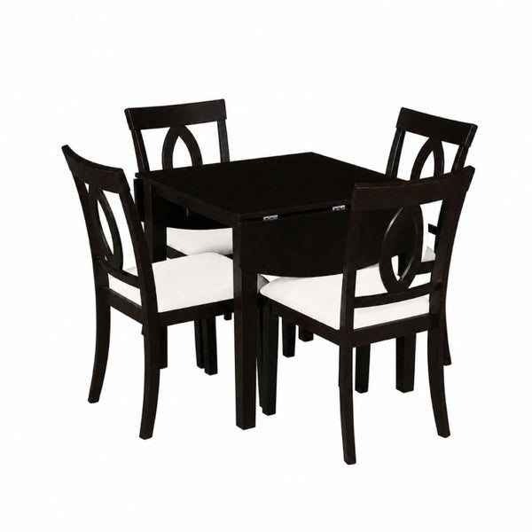 English Elm 3-Piece Rubberwood Drop Leaf Dining Set Extendable Table Upholstered Chairs for Apartments Dark Brown N842S000824B