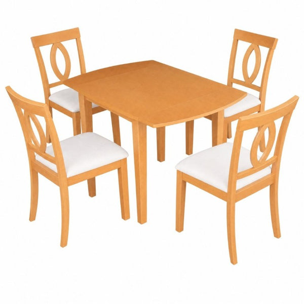 English Elm 3-Piece Rubberwood Drop Leaf Dining Set Extendable Table Upholstered Chairs for Apartments Natural N842S000824N